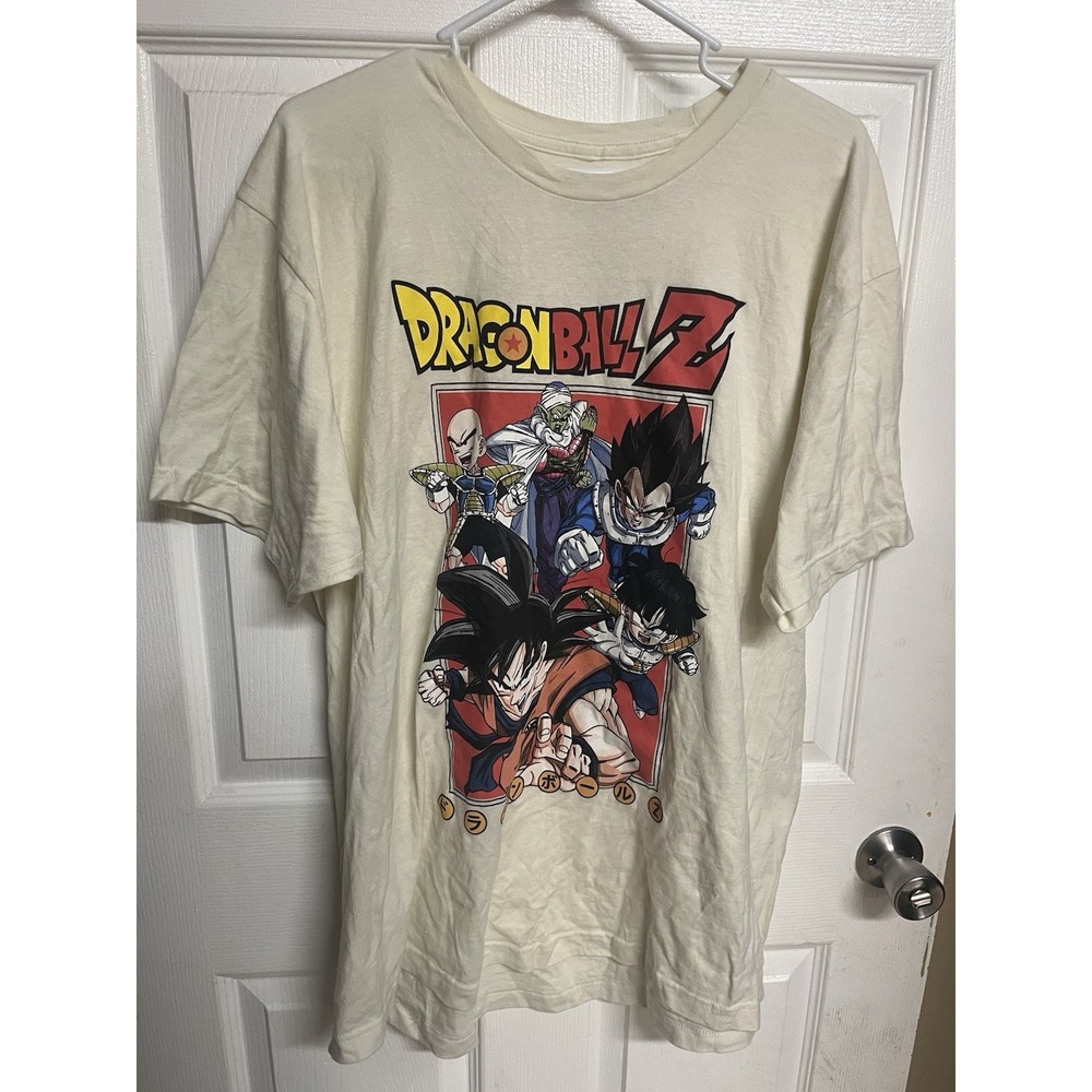 Cotton USA Dragon Ball Z Toei Animation Goku Vegeta Beige XL 100% Cotton T-Shirt